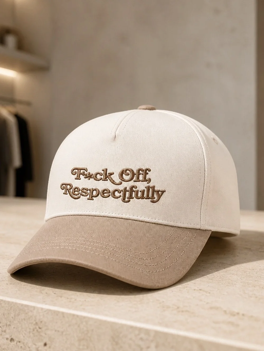 NWT Cream Tan Trucker Hat Responsibility Baseball Cap